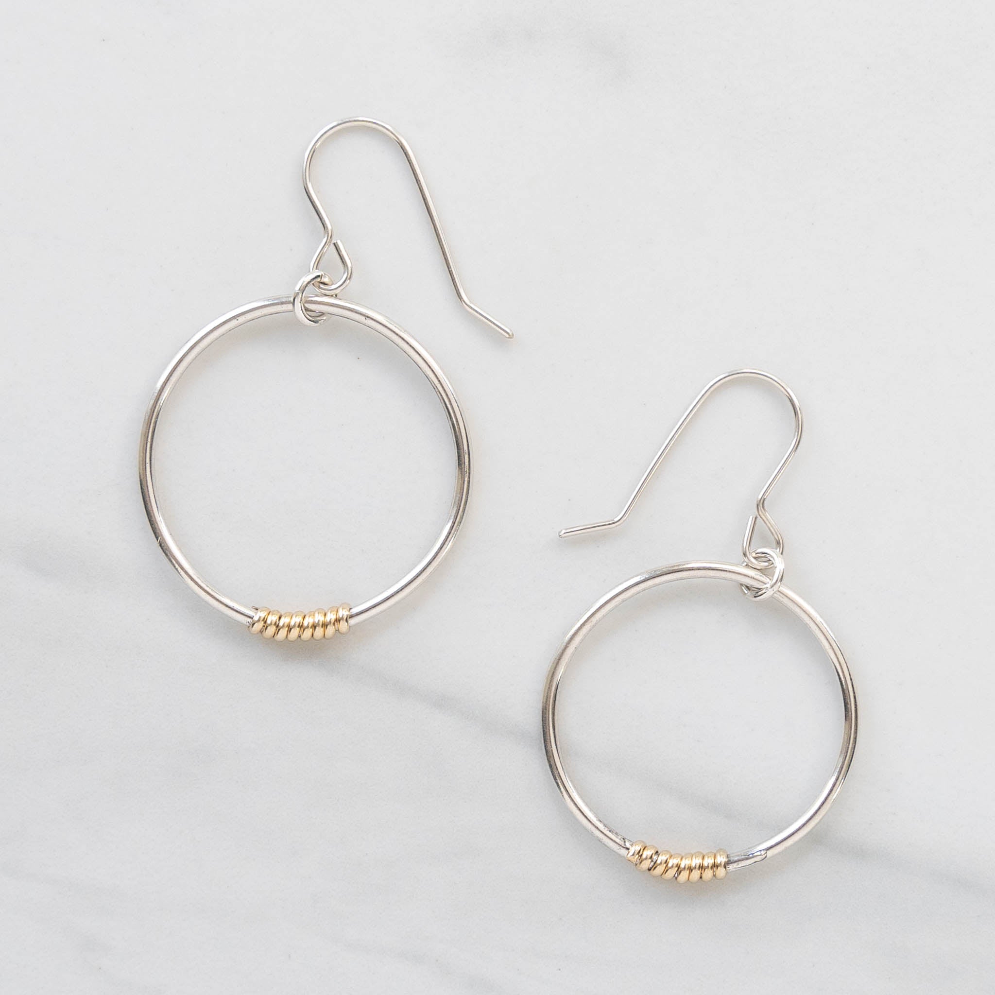 Coils Collection - Recycled Sterling Silver Hoop Earrings with Gold Coils |  MARTINIJewels