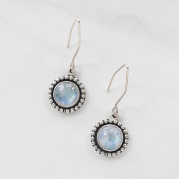 One of a Kind - Moonstone Earrings with Beaded Accent - MARTINIJewels