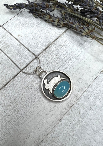 One of a Kind - Bunny Pendant with Blue Chalcedony - MARTINIJewels