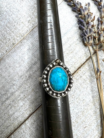 One of a Kind - Tibetan Turquoise Ring with 14k Gold Accent - MARTINIJewels