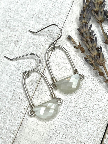 Stirrup Earrings In Sterling Silver - Moonstone - MARTINIJewels