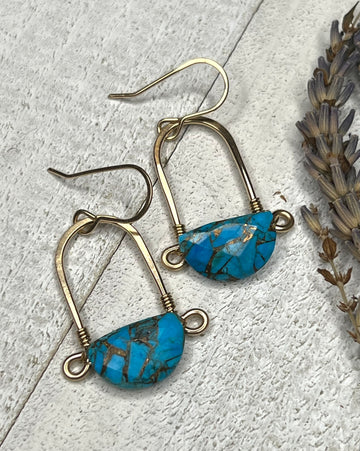 Stirrup Earrings In 14k Gold Fill - Copper Turquoise - MARTINIJewels