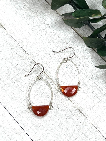 Sterling Silver Cathedral Earrings with Half Moon Carnelian - MARTINIJewels