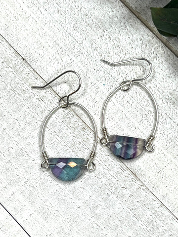 Sterling Silver Cathedral Earrings with Half Moon Fluorite - MARTINIJewels