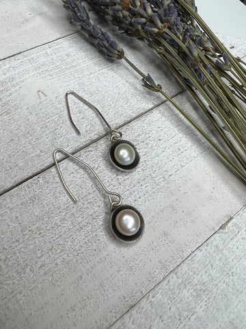 Botanical Series - Nested Pearl Earrings in Recycled Sterling Silver - MARTINIJewels