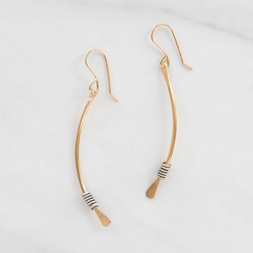 Coils Collection - Gold Stick Earrings with Oxidized Silver Coils - MARTINIJewels