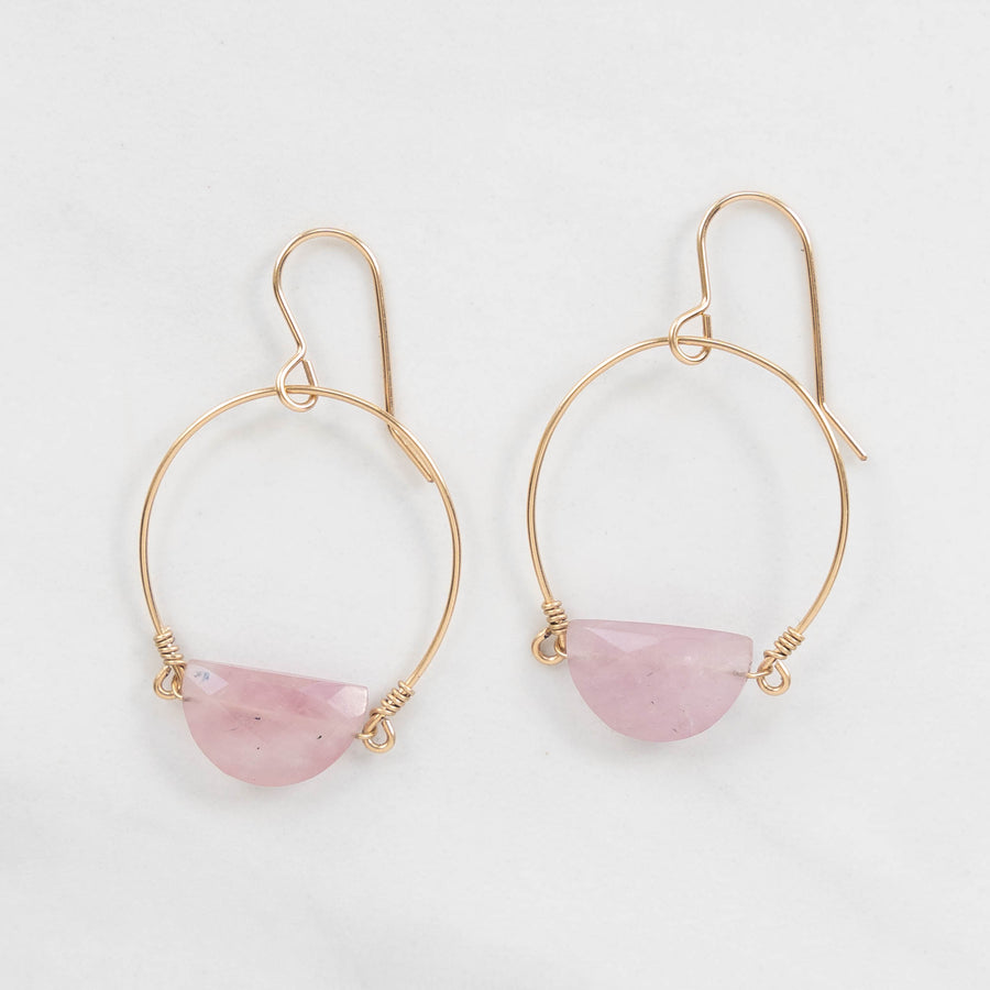 14k Gold Filled Earrings with Rose Quartz - MARTINIJewels