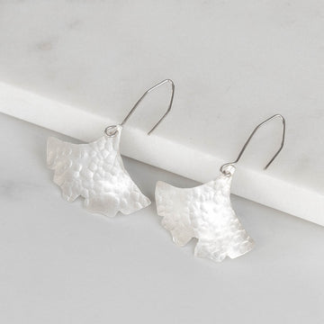 How Does Your Garden Grow - Ginkgo Leaf Earrings in Recycled Sterling Silver - MARTINIJewels