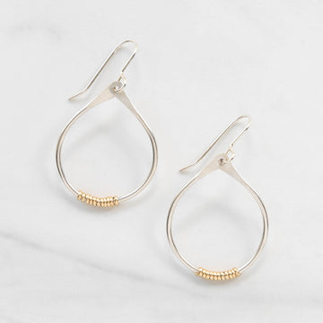 Coils Collection - Recycled Sterling Silver Teardrop Hoops with Gold Coils - MARTINIJewels