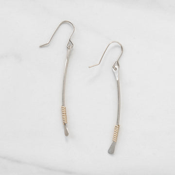 Coils Collection - Recycled Sterling Silver Stick Earrings with Gold Coils - MARTINIJewels