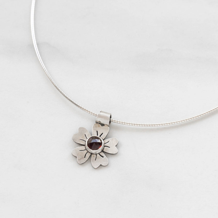 How Does Your Garden Grow - Single Flower Pendant - Many Stone Choices Available - MARTINIJewels