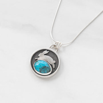 One of a Kind - Bunny Pendant with Tibetan Turquoise - MARTINIJewels