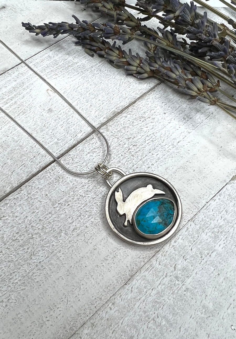 One of a Kind - Bunny Pendant with Tibetan Turquoise - MARTINIJewels