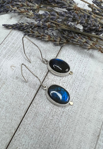 One of a Kind - Labradorite Earrings with Gold Accents - MARTINIJewels