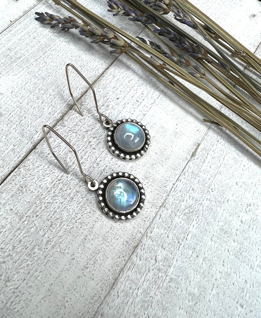 One of a Kind - Moonstone Earrings with Beaded Accent - MARTINIJewels