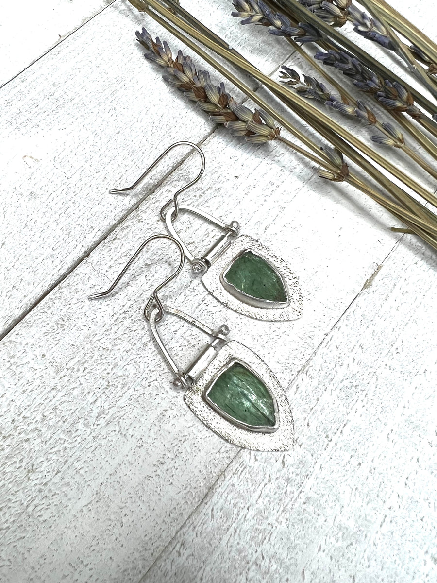 One of a Kind - Kyanite Shield Earrings - MARTINIJewels
