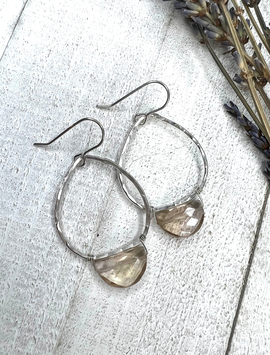 Stone Earrings - Half Moon Ametrine Hoops - MARTINIJewels