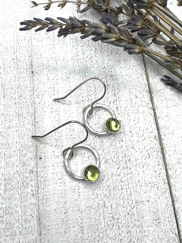 Small Dangle Earrings with Genuine Peridot - MARTINIJewels