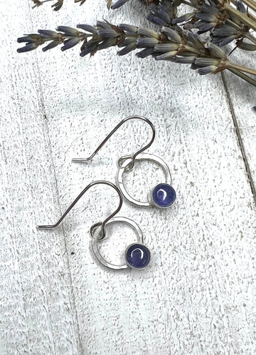 Small Dangle Earrings with Genuine Tanzanite - MARTINIJewels