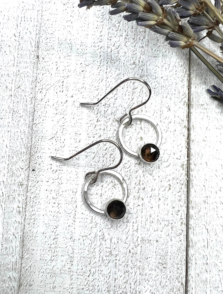 Small Dangle Earrings with Genuine Smoky Quartz - MARTINIJewels