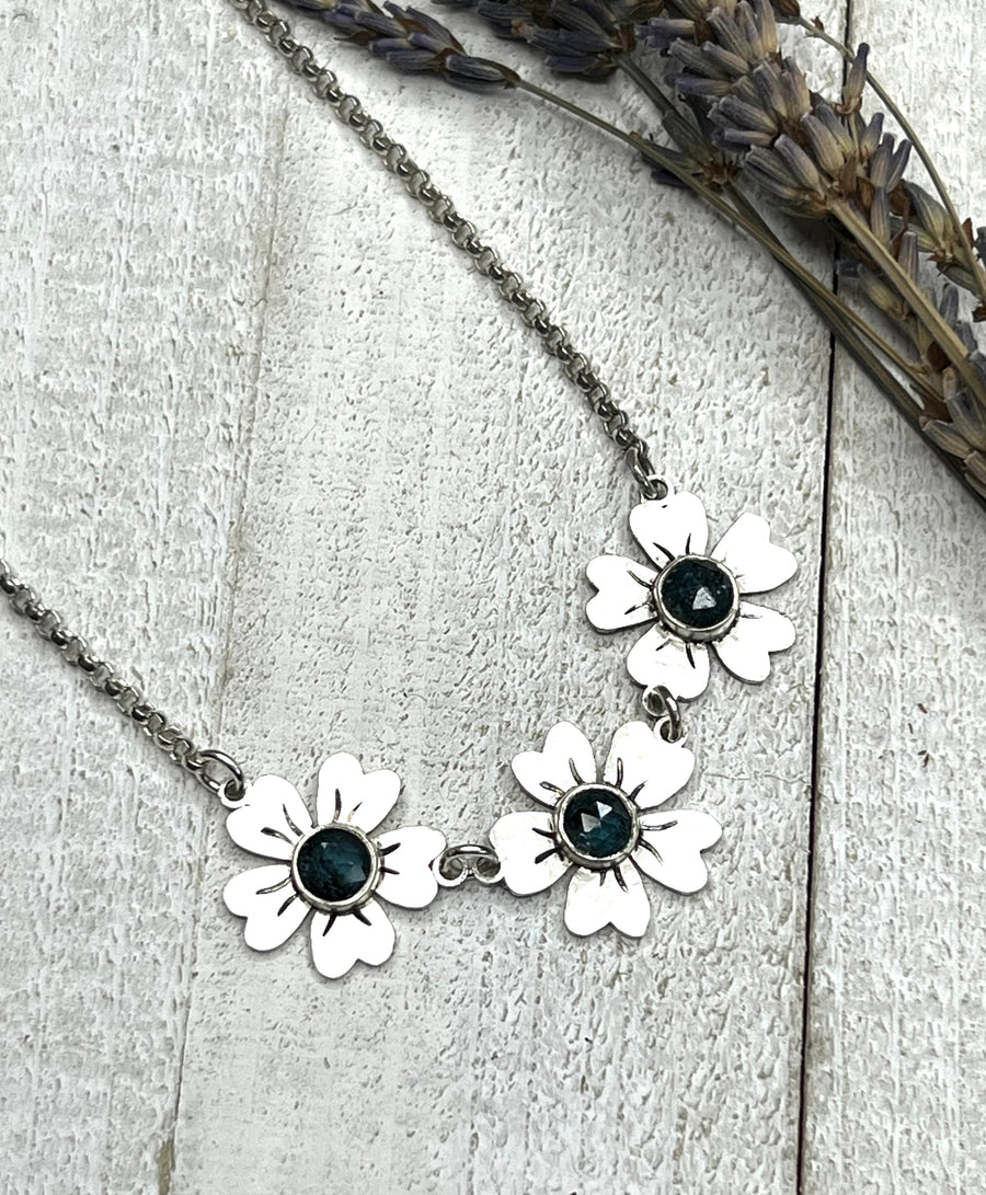 How Does Your Garden Grow - Triple Flower Necklace - Many Stone Choices Available - MARTINIJewels