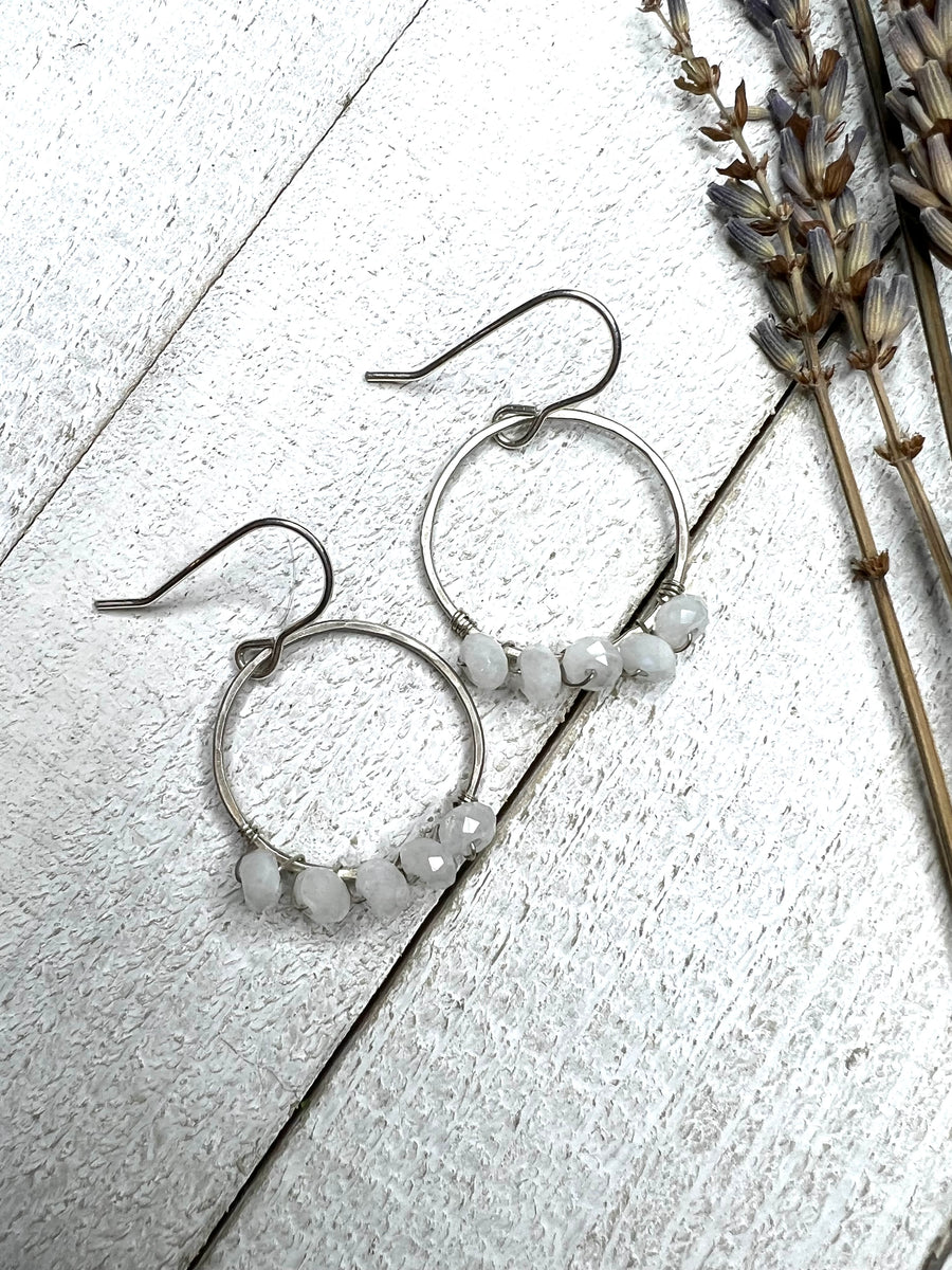 One of a Kind - Hoop Earring with Moonstone Beads - MARTINIJewels