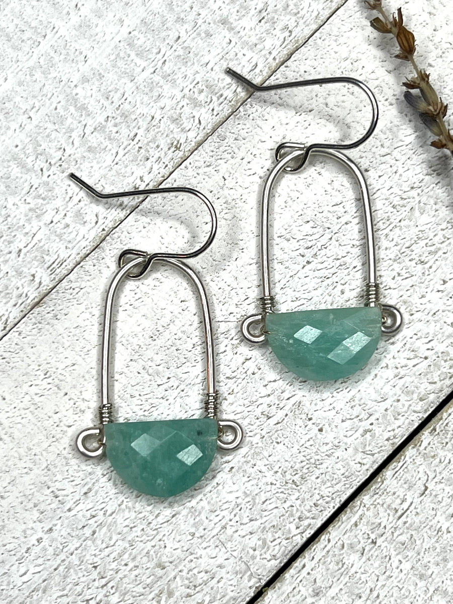 Stirrup Earrings In Sterling Silver - Amazonite - MARTINIJewels