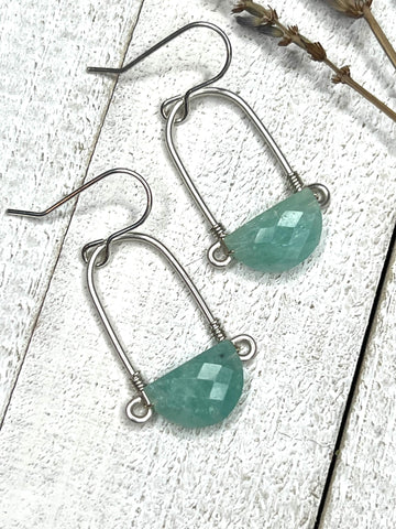 Stirrup Earrings In Sterling Silver - Amazonite - MARTINIJewels