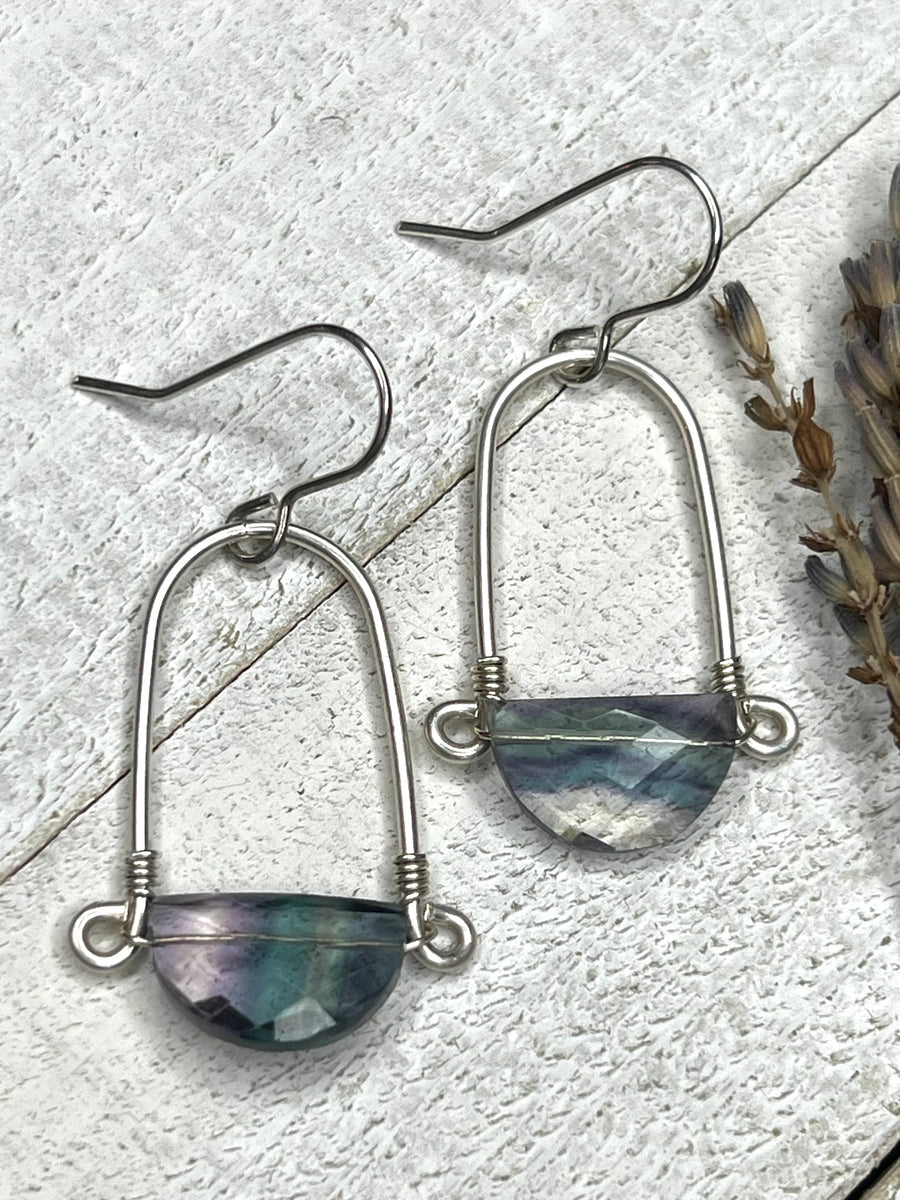Stirrup Earrings In Sterling Silver - Fluorite - MARTINIJewels