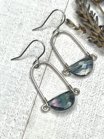 Stirrup Earrings In Sterling Silver - Fluorite - MARTINIJewels