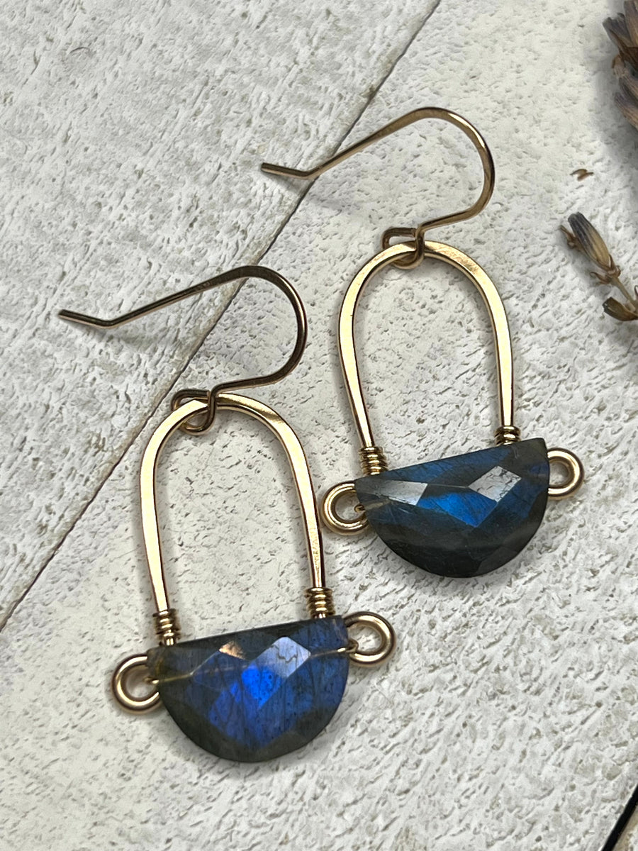 Stirrup Earrings In 14k Gold Fill - Labradorite - MARTINIJewels