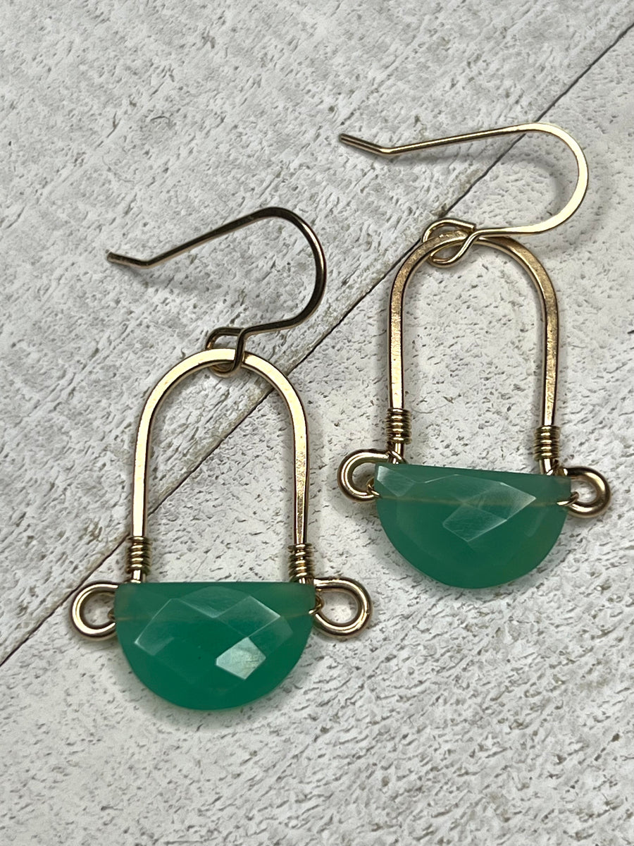 Stirrup Earrings In 14k Gold Fill - Chrysoprase - MARTINIJewels