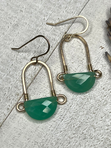 Stirrup Earrings In 14k Gold Fill - Chrysoprase - MARTINIJewels