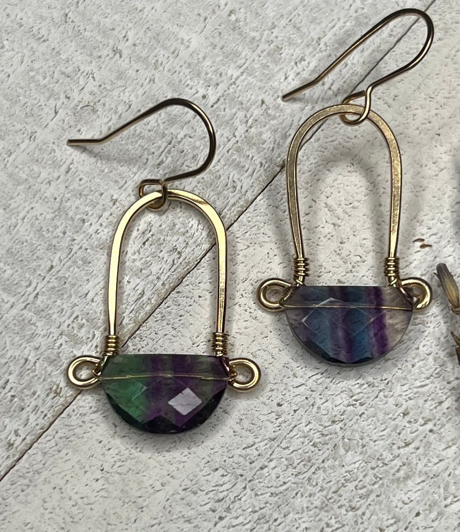 Stirrup Earrings In 14k Gold Fill - Fluorite - MARTINIJewels