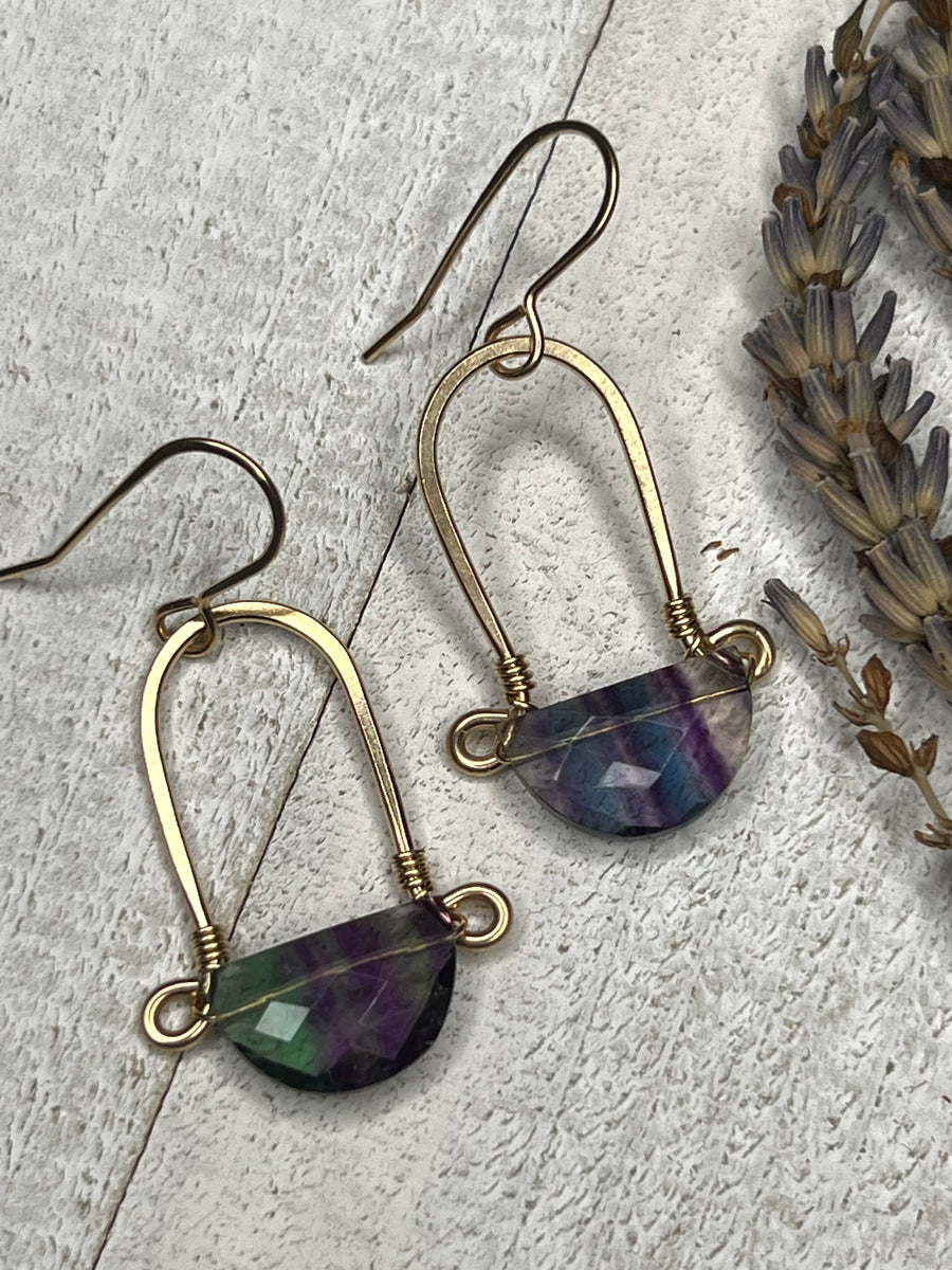 Stirrup Earrings In 14k Gold Fill - Fluorite - MARTINIJewels