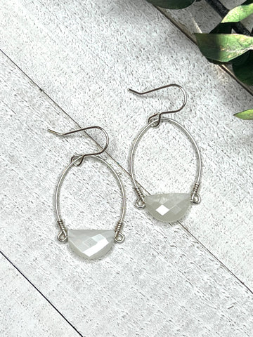 Sterling Silver Cathedral Earrings with Half Moon Moonstone - MARTINIJewels