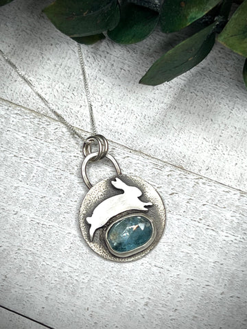 How Does Your Garden Grow - Bunny Pendant with Rose Cut Kyanite - MARTINIJewels