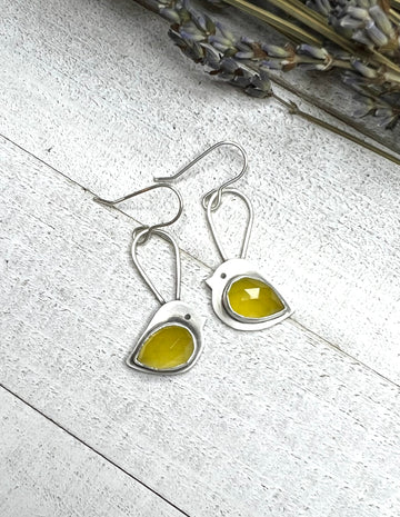 How Does Your Garden Grow - Yellow Chalcedony Songbird Earrings - MARTINIJewels