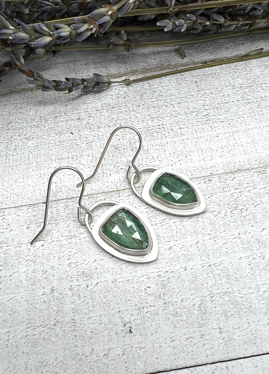 One of a Kind - Green Kyanite Shield Earrings - MARTINIJewels