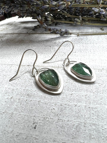 One of a Kind - Green Kyanite Shield Earrings - MARTINIJewels
