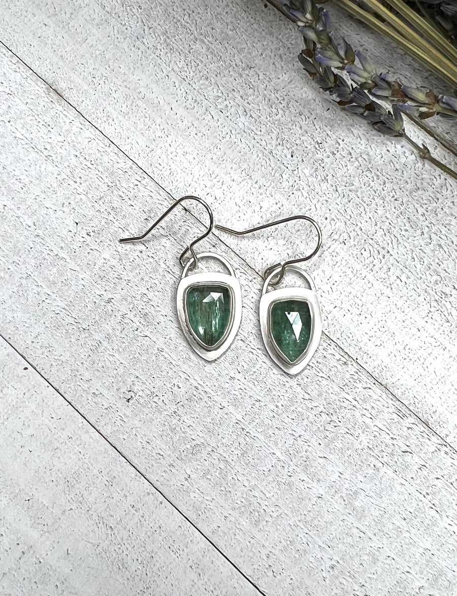 One of a Kind - Green Kyanite Shield Earrings - MARTINIJewels