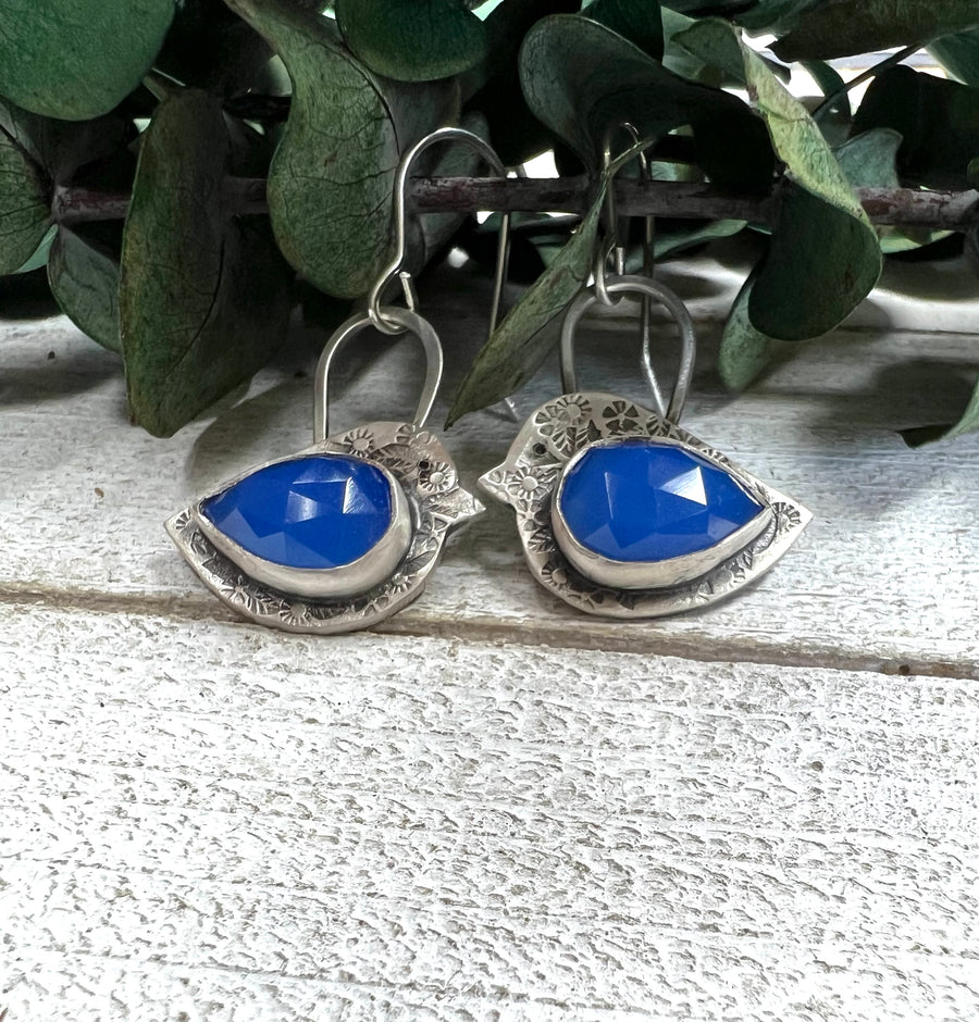 How Does Your Garden Grow - Blue Chalcedony Songbird Earrings - MARTINIJewels