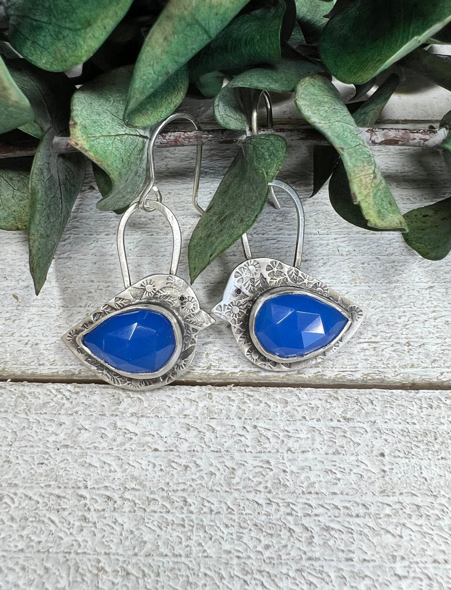 How Does Your Garden Grow - Blue Chalcedony Songbird Earrings - MARTINIJewels