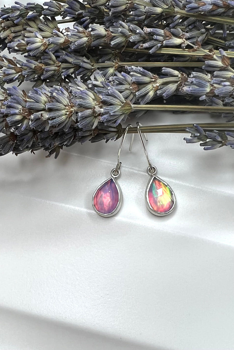 One of a Kind - Aurora Opal with Natural Himalayan Crystal Earrings - MARTINIJewels