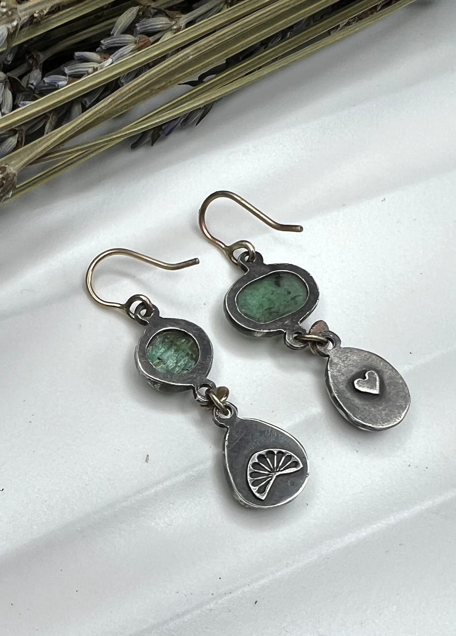 One of a Kind - Green Kyanite and Silky Sapphire Mismatched Earrings - MARTINIJewels