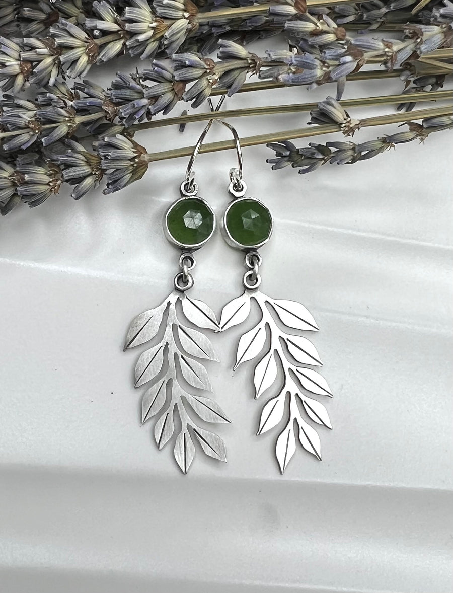 One of a Kind - Serpentine with Silver Branch Earrings - MARTINIJewels