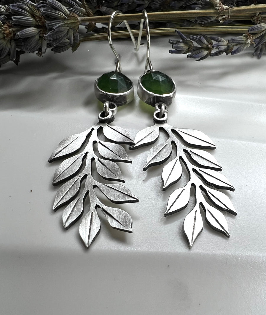 One of a Kind - Serpentine with Silver Branch Earrings - MARTINIJewels