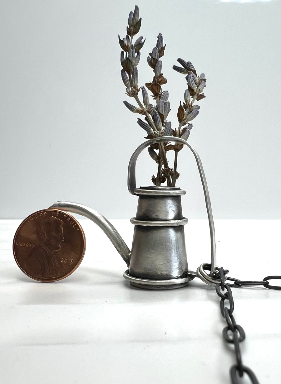How Does Your Garden Grow - Miniature Watering Can Necklace in Sterling Silver - MARTINIJewels