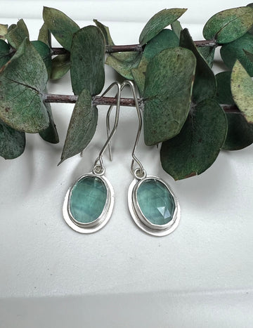 One of a Kind - Fluorite Gemstone Dangle Earrings in Sterling Silver - MARTINIJewels