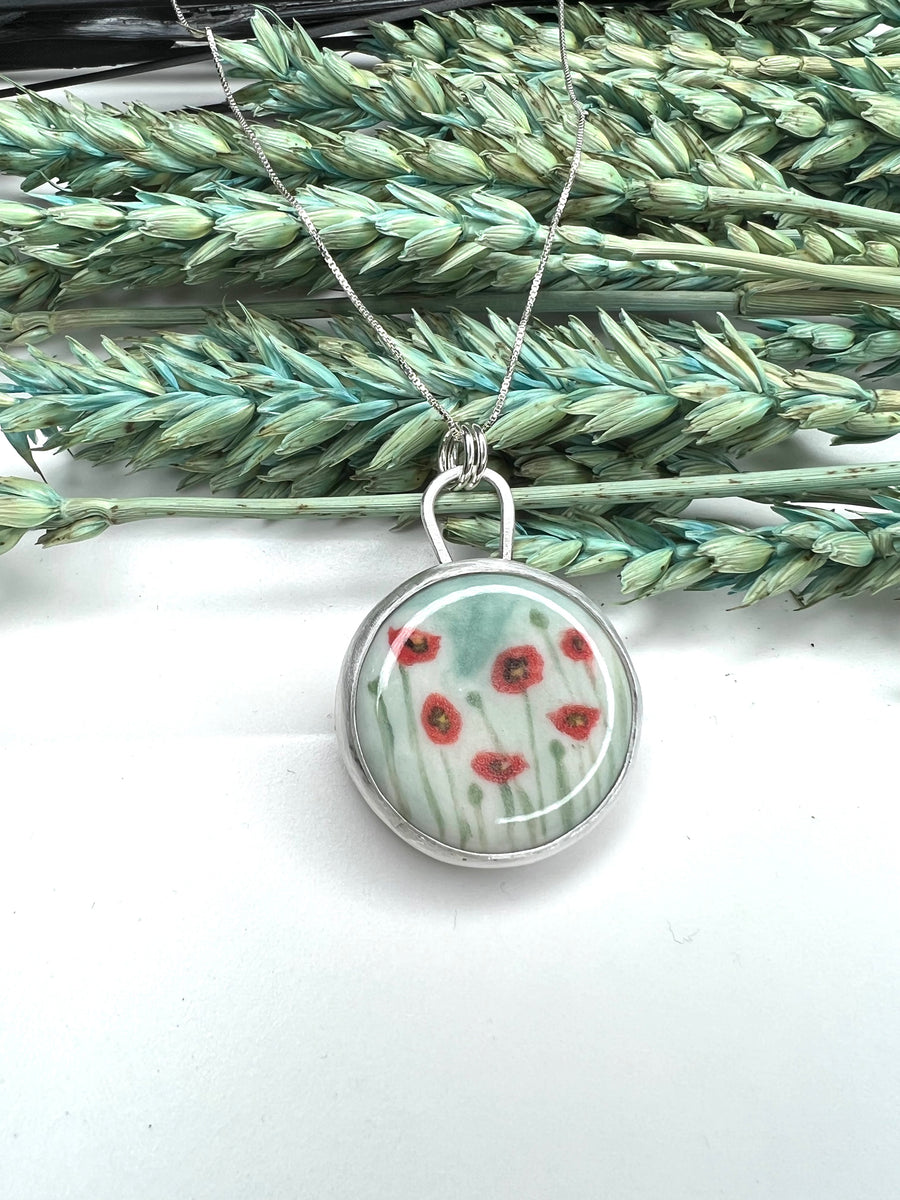 One of a Kind - Porcelain Poppy Pendant - MARTINIJewels